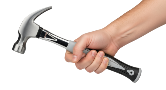 Isolated Hand Holding a Hammer