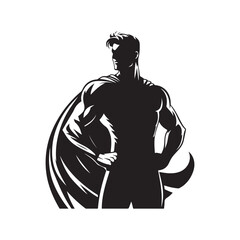 superhero pose vector silhouette clip art logo design illustration