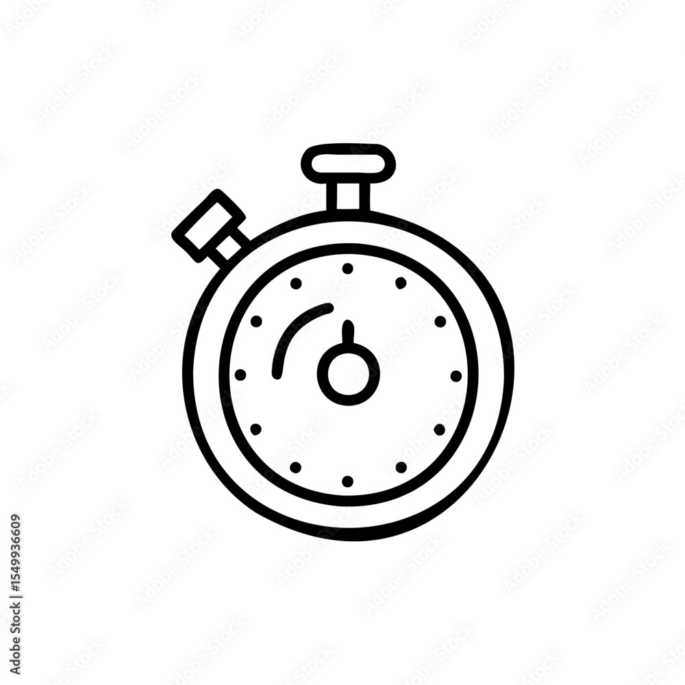 Poster handdrawn lineart stopwatch icon time measurement timer device vector 1