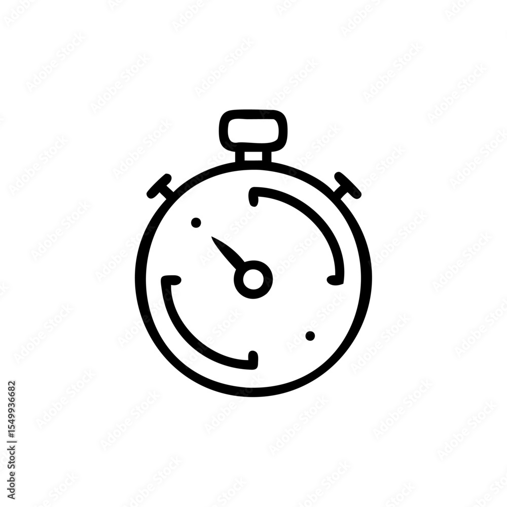 Poster handdrawn lineart stopwatch icon time measurement timer device vector
