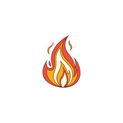 Clean Fire Illustration with Bold Lines and Warm Color Blend