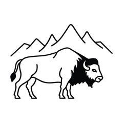 majestic wild bison with mountain