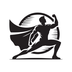 superhero pose vector silhouette clip art logo design illustration
