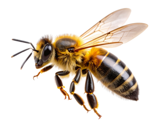  Flying Bee with Motion Blur and Pollen on Legs, isolated on a transparent background png