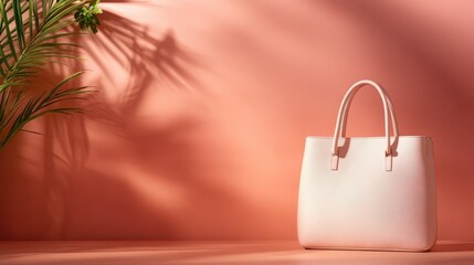 A stylish pink handbag is elegantly placed against a minimalist background, showcasing its chic design, making it a perfect accessory for modern fashion enthusiasts.