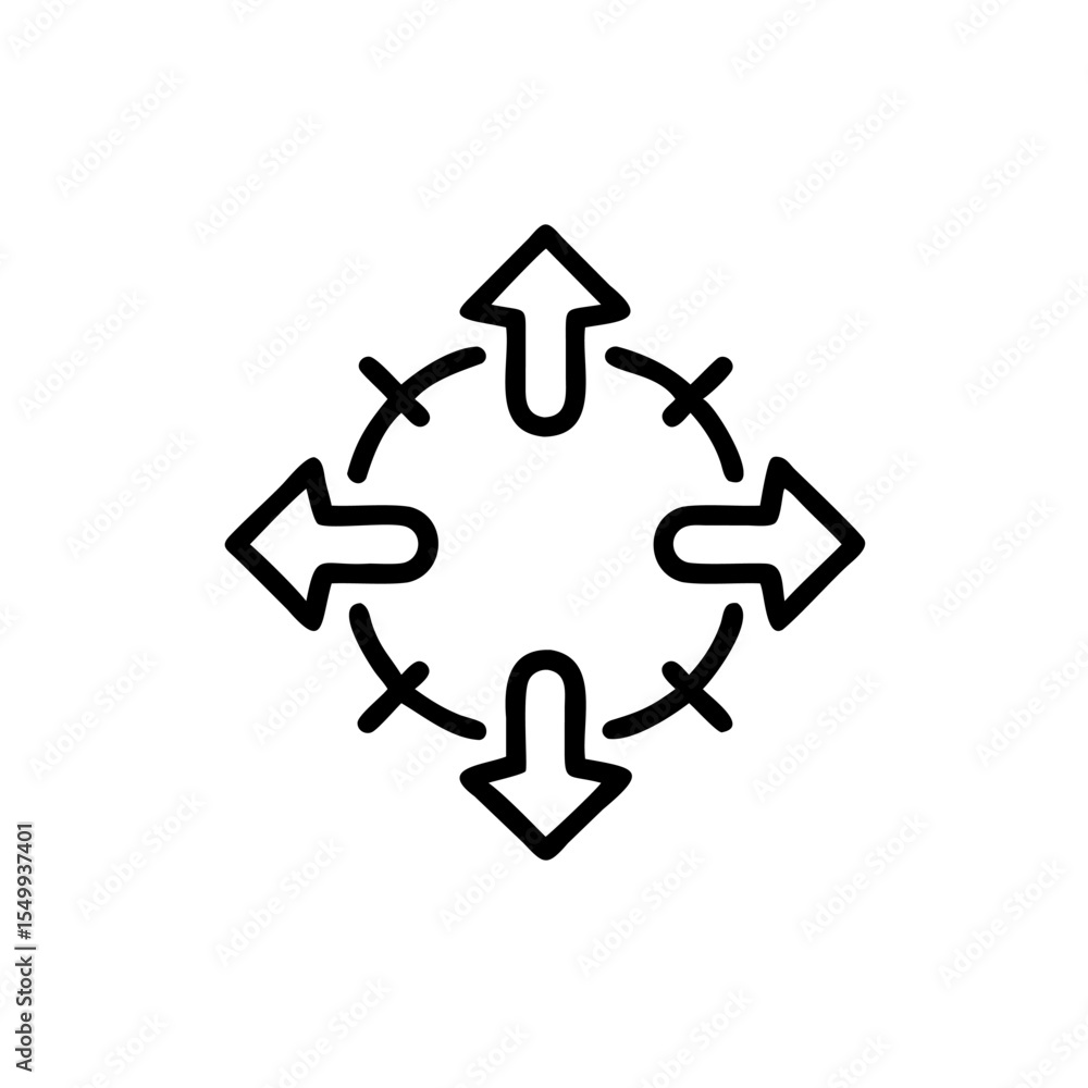Poster handdrawn arrows circular movement icon graphic design element circle