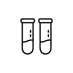 Two Handdrawn Line Art Test Tubes with Liquid Samples Science Icon vector
