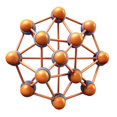 Obraz premium Molecular structure scientific model, orange and blue chemical molecule diagram, chemistry graphic isolated on Transparent Background