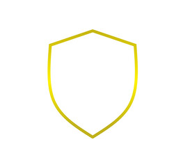 Shield outline with golden gradient, minimalist and modern style isolation on transparent background