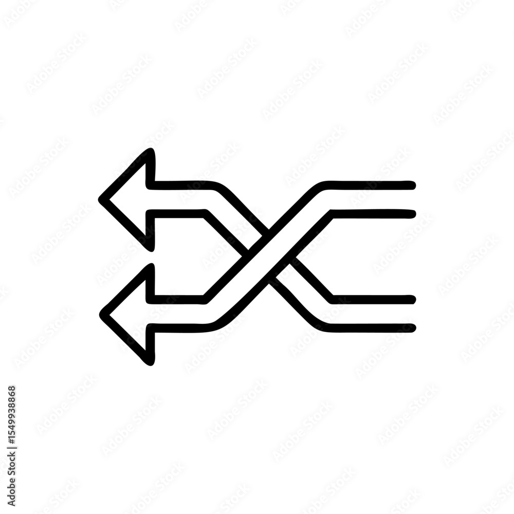 Poster handdrawn line art icon two arrows shuffle exchange crossover vector