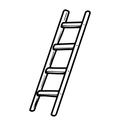 Firefighter ladder. Hand drawn doodle vector. Emergency rescue equipment. Portable tool. Object with steps up. Illustration line art element.