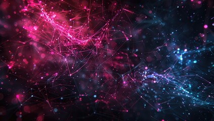 Naklejka premium Abstract digital network design with vibrant pink and blue hues.