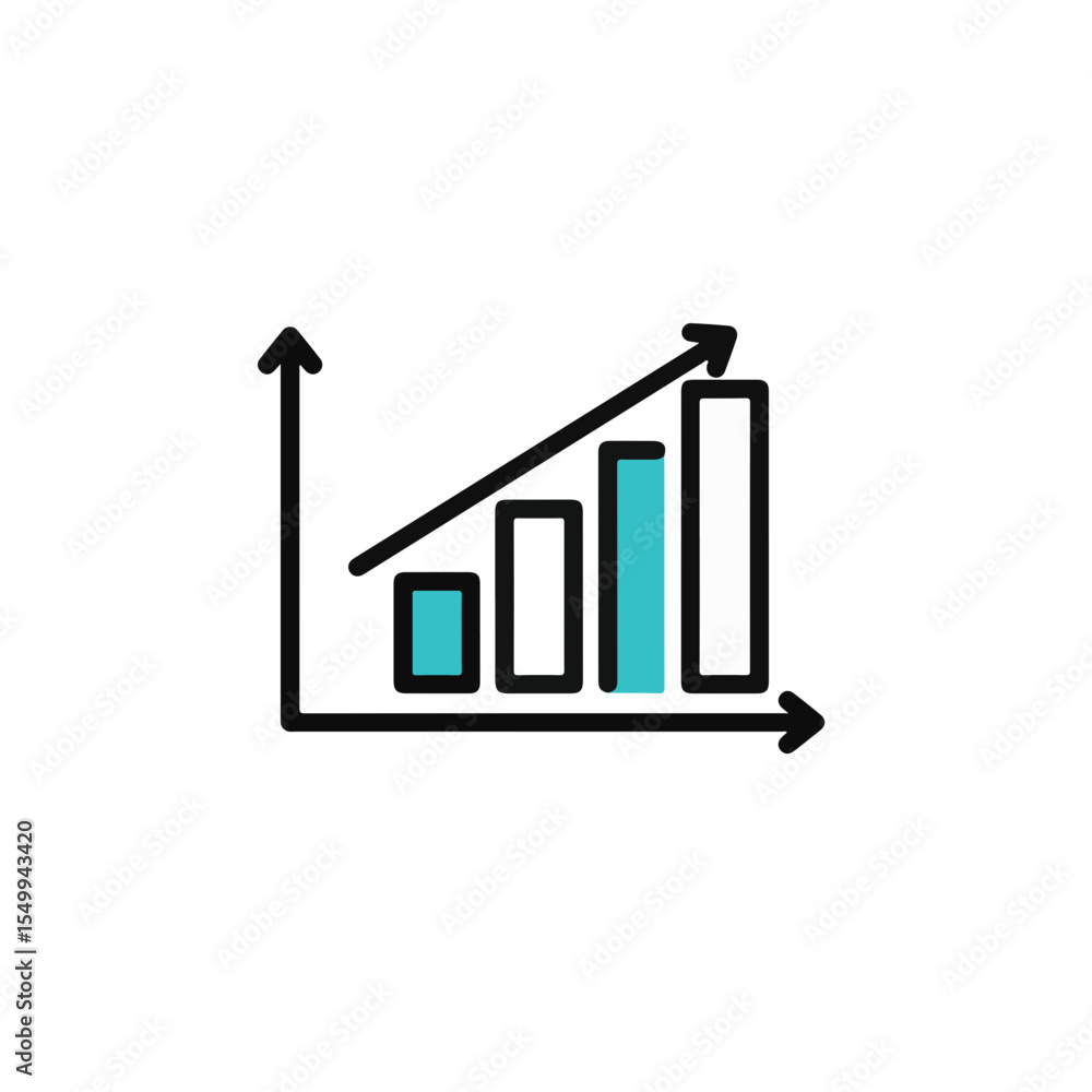 Aufkleber an upward trending bar graph displaying growth and progress.