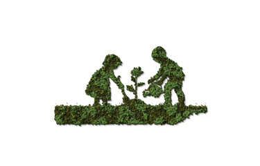 Our power, our planet. Earth day  3d concept background. Ecology concept. Green trees drawing and...