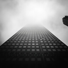 Monochrome Skyscraper Reaching for the Clouds