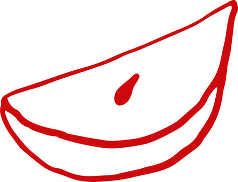 Red apple slice doodle