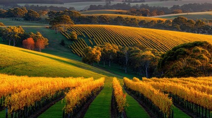 Obraz premium Rolling vineyards bathed in golden light