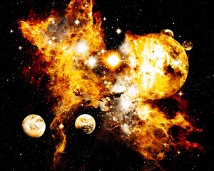 Celestial bodies in cosmic neighborhood display