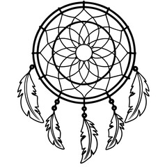 Dreamcatcher Vector Art Feather Illustration Graphic Design Element