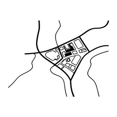 Minimalist Vector City Map Illustration Black and White Design