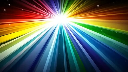 Colorful radiating light rays with sparkling stars - Powered by Adobe