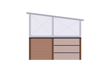 small house drawing illustration flat building, glasshouse