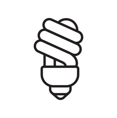 Fluorescent light bulb, LED bulb, minimalist lighting icon. Eco-friendly green energy saving lamp symbol.  Environmental conservation electricity power saving sustainable concept.
