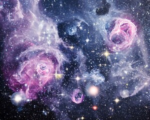 Galactic tapestry of stars and nebulae