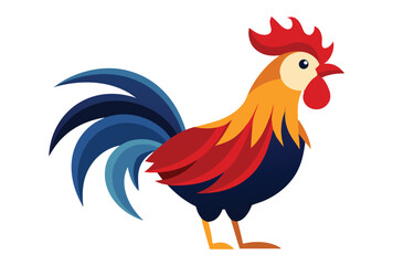 Fototapeta premium Simple flat rooster vector elements farm bird design minimalist illustration colorful icon clipart