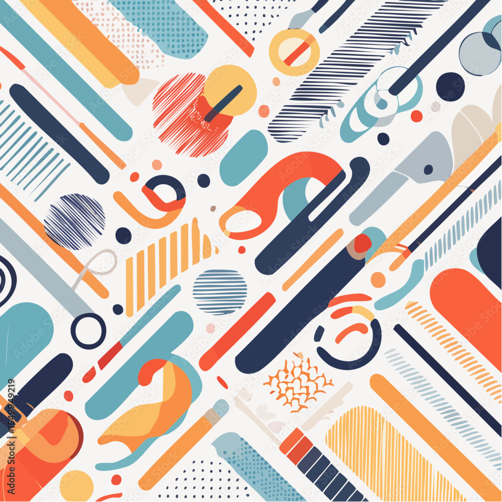 Aufkleber abstract geometric design featuring vibrant, overlapping shapes and patterns in a dynamic compositio