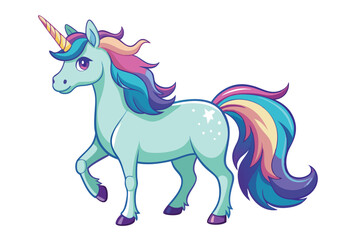 cute cartoon unicorn vector illustration simple flat design colorful magical fantasy animal art
