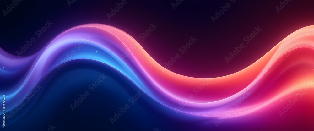 Poster Gradient Wave, Abstract Flowing Color Background. Soft Hues Create Depth, Movement, And Calmness. Vibrant Reds, Purples, And Blues Seamlessly Blend. Abstract Art.