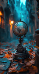 Vintage Globe with Gears: A Detailed Steampunk Design
