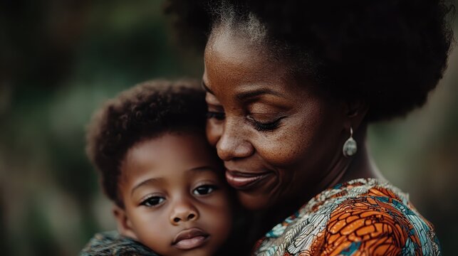 A warm and tender scene of a grandmother embracing her young grandchild, capturing the essence of love, care, and familial bonds between generations in a heartfelt moment. - Powered by Adobe