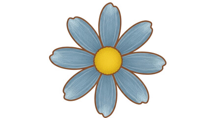 Isolated Blue Flower with Yellow Center