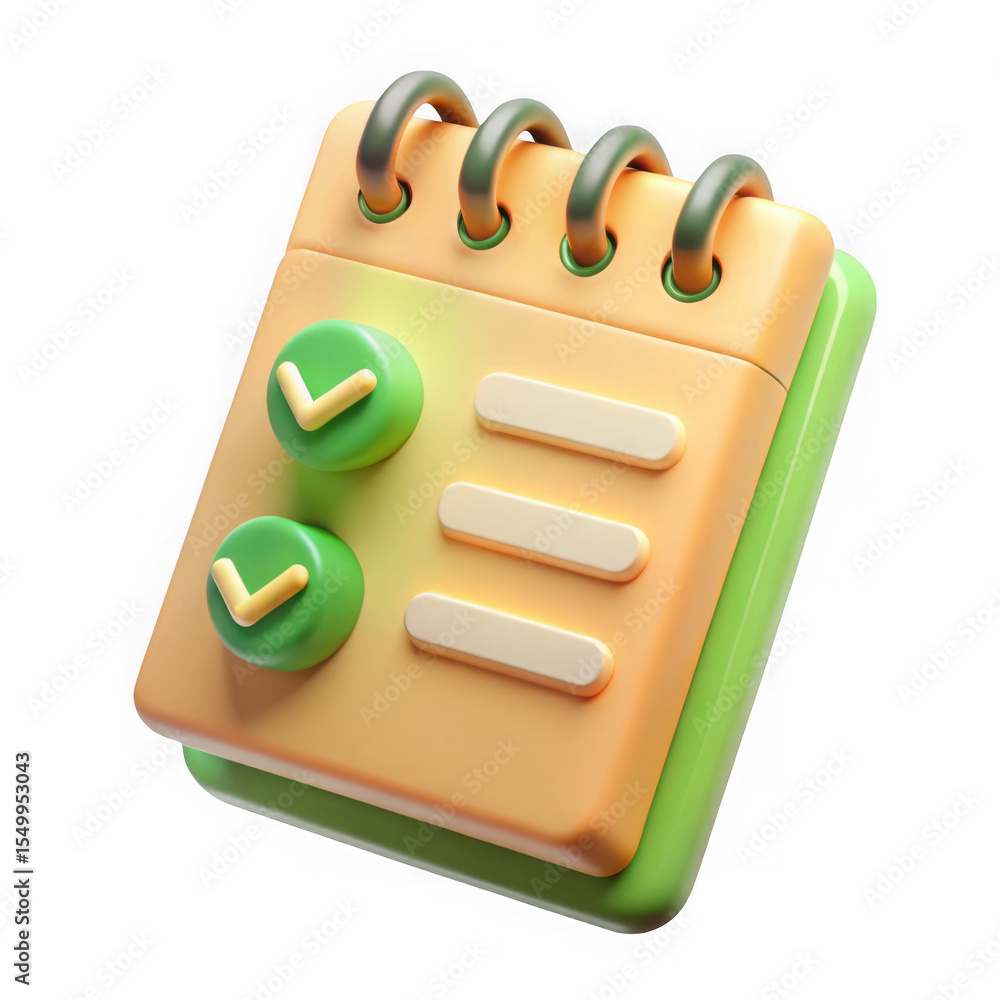 Poster a 3d rendering of a cute checklist icon isolated on transparent background