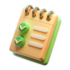 A 3d rendering of a cute checklist icon isolated on transparent background