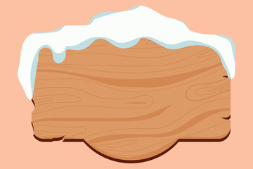 Retro Shape Wooden Sign Board Snow Vector Design