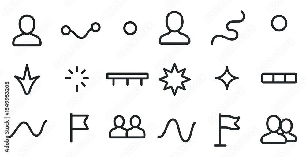Poster user interface outline icons set – linear, minimal, ui and ux design elements