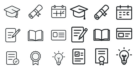 Education line icons set – outline, academic, school tools for learning