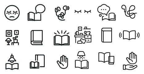 Fototapeta premium Education and learning outline icons set – line, academic, knowledge symbols