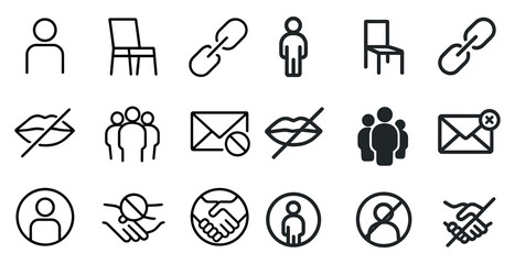 Naklejka premium Communication and interaction outline icons set – linear, messaging, social symbols