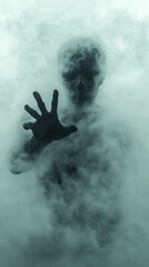 Haunting figure in smoky mist