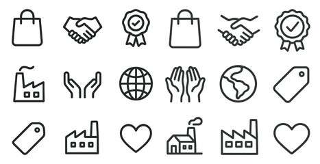 Business and trade line icons set &ndash; linear, outline, commerce symbols