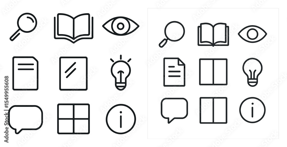 Poster basic interface outline icons set – linear, minimal, ui and web elements pack