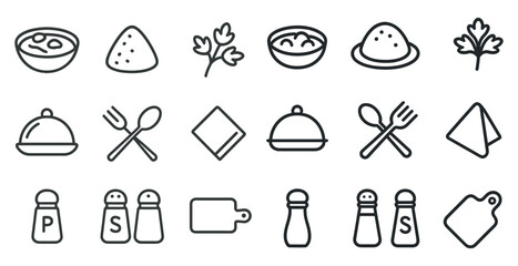 Restaurant and dining outline icons set – line, linear, food and meal symbols