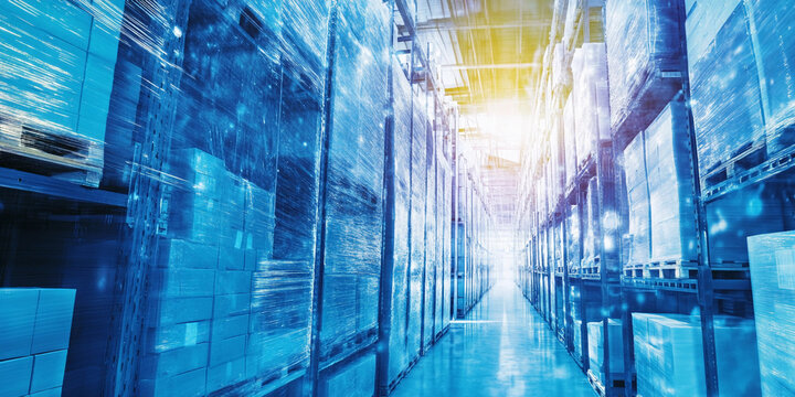 Cold supply chain logistics in a modern warehouse setting Generative AI