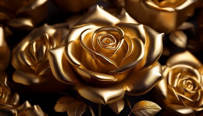photo of beautiful metallic 24k gold golden roses