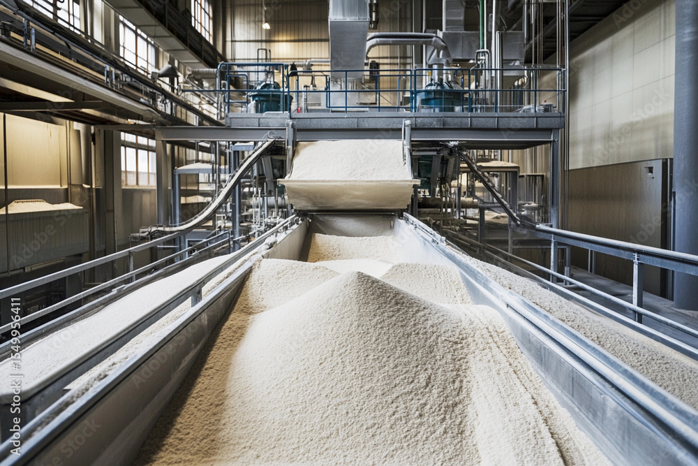 Poster flour production process in a modern facility generative ai