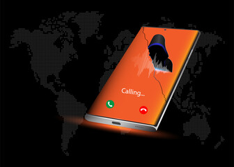 Vishing tech concept. Call warning and alert. Smart phone cybersecurity.